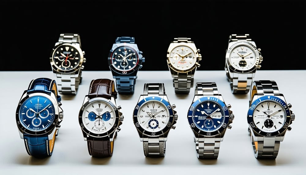 Luxury watches displayed for review Luxury watches displayed for review
