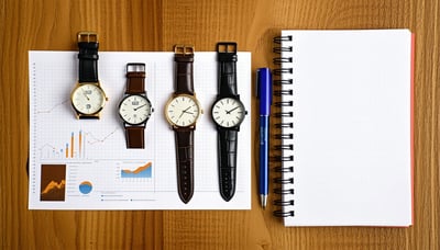 Newsletter illustration featuring watches and a notepad Newsletter illustration featuring watches and a notepad